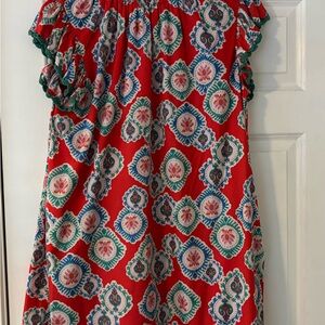 Vibrant Red Patterned Dress